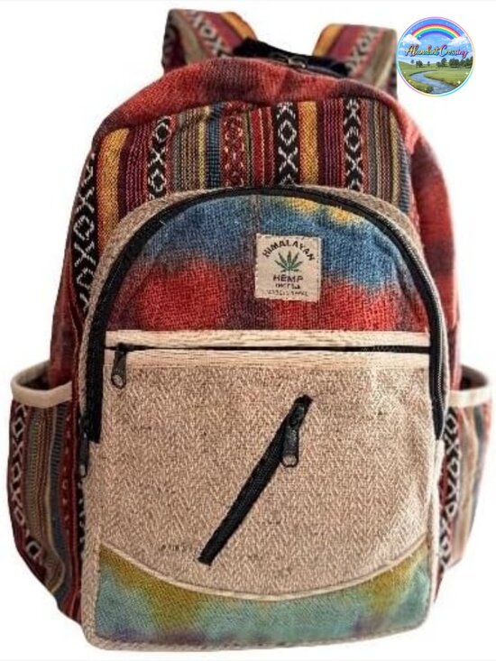 Natural Hemp Bohemian Laptop Backpack Large Durable College Travel main image 4